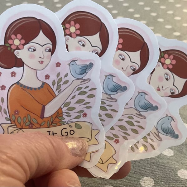 Let it go sticker- Healing Affirmation Illustration, Mindfulness gift,Positive