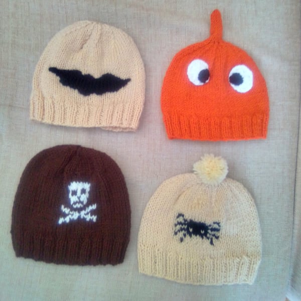 Halloween Themed Beanie Hats for Baby, Halloween Gift Idea, Knitted Hat