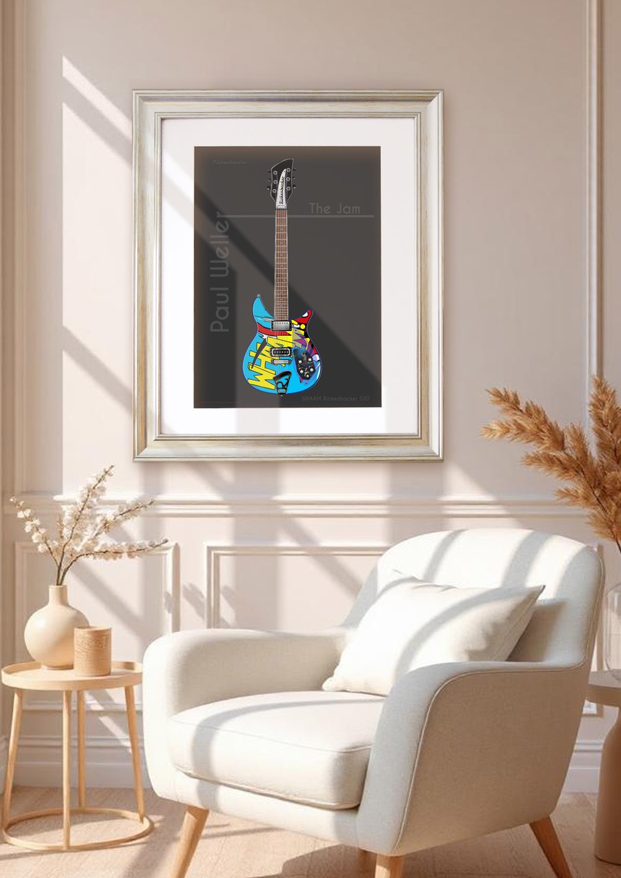 Rickenbacker Guitar - Paul Weller "The Jam" Original Art Print - Size A3 