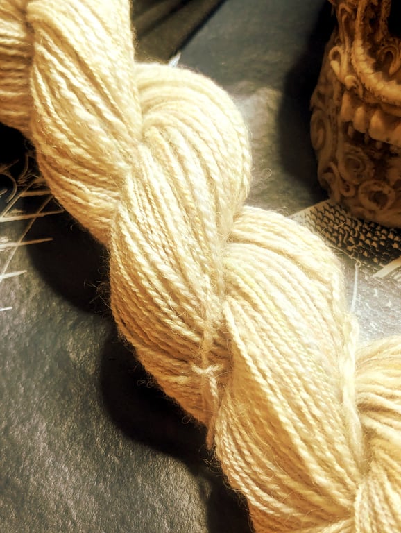 White Christmas hand spun yarn – wool and bamboo blend - 210 yards