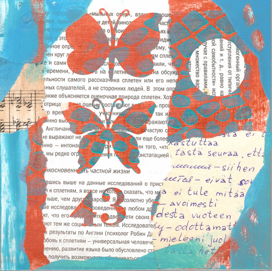 Acrylic Mixed Media Abstract collage - Butterflies in your 43