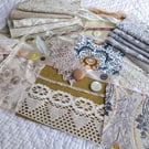 Golden Brown Slow Stitching kit - upcycled and zero waste textiles 