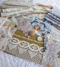 Golden Brown Slow Stitching kit(large) - upcycled and zero waste textiles  - Image 1