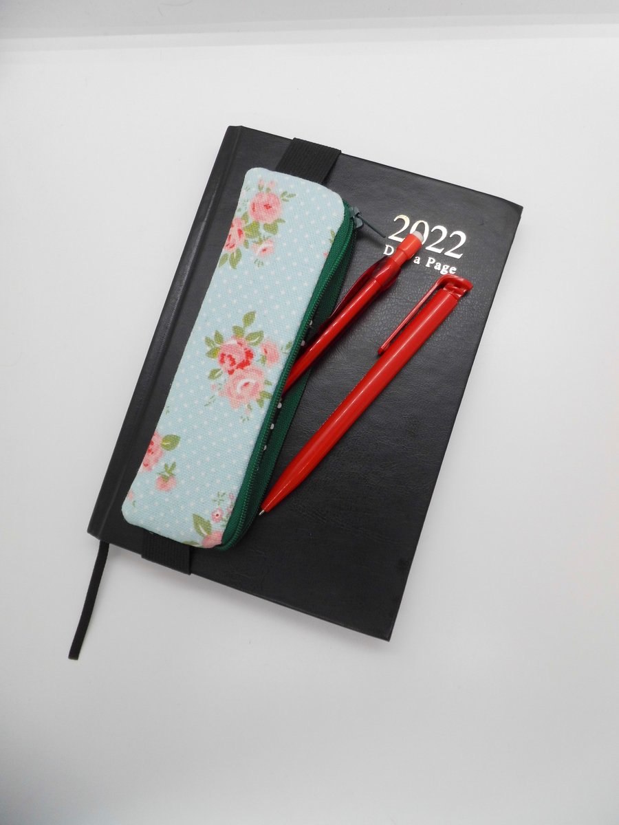 Mini pencil case to attach to a diary notebook floral