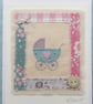Little pram embroidery on card to welcome a new baby girl - Image 2