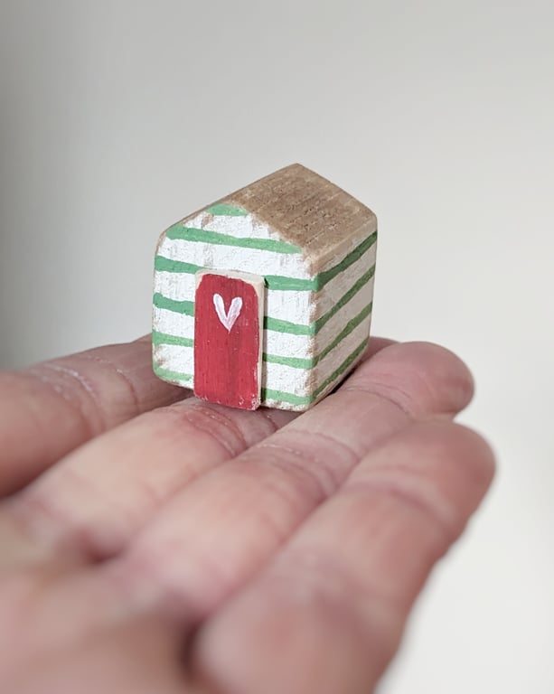 Teeny Hand Painted Wooden Beach Hut