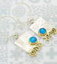 Handmade silver earrings, contemporary blue opal earrings, unusual, birthstone - Image 2