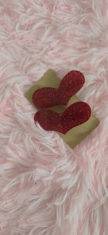 Handmade resin heart hair clips set of two