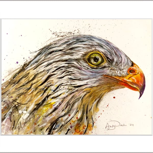 Original abstract acrylic painting of an Eagles Head