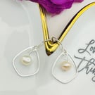 Cream Freshwater Pearl  & Sterling Silver Petal Charm Earrings