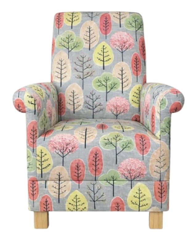 Voyage Lyall Fabric Floral Armchair Adult Chair Green Accent Small Fireside Pink