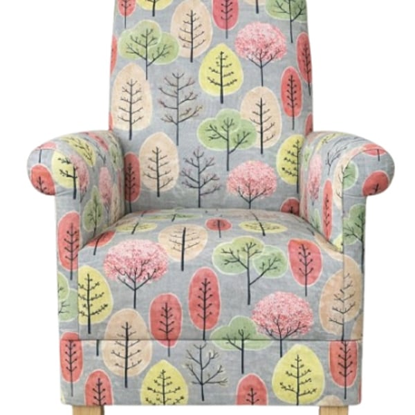 Voyage Lyall Fabric Floral Armchair Adult Chair Green Accent Small Fireside Pink