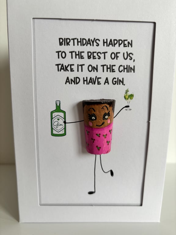 Funny Gin Birthday Card – Take It On The Chin Cork Card