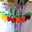 Summer Berry Silver Earrings, Raspberry Blackberry Jewellery, Fruit Earrings