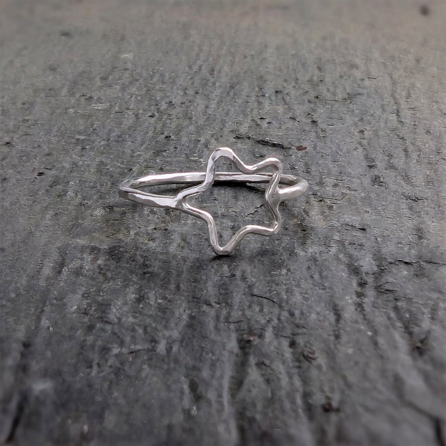 STERLING SILVER open Star ring, Handmade Urban Jewellery