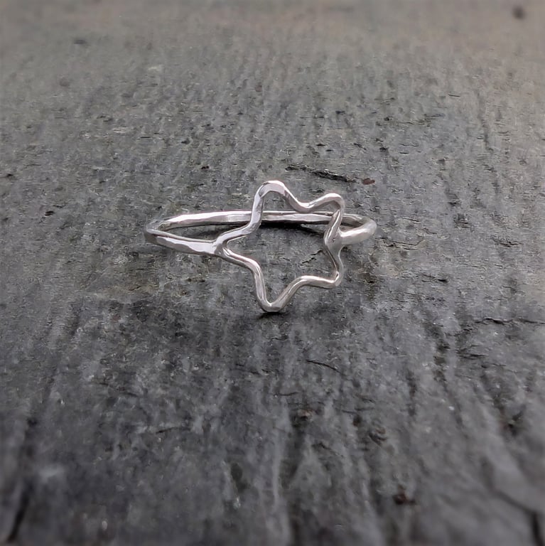 STERLING SILVER open Star ring, Handmade Urban Jewellery