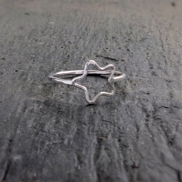 STERLING SILVER open Star ring, Handmade Urban Jewellery