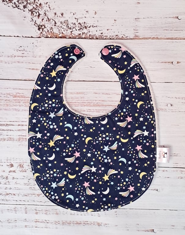 Shooting stars baby bib for 3 to 12 month old