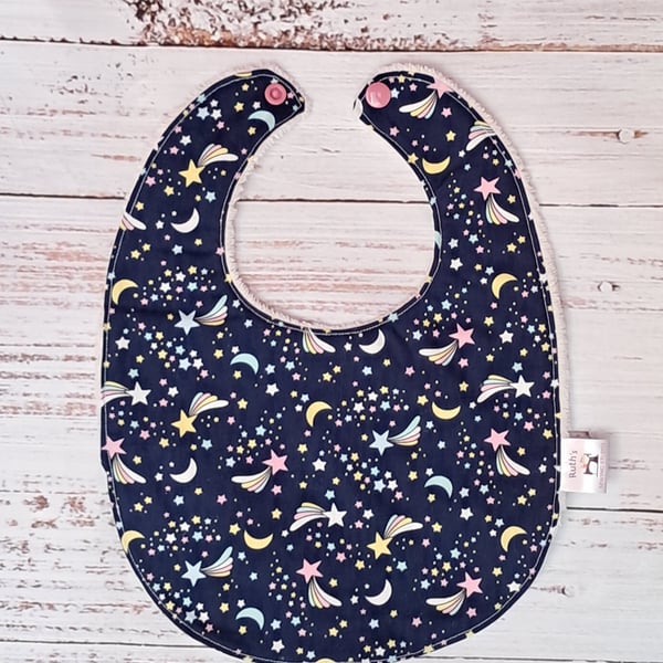 Shooting stars baby bib for 3 to 12 month old