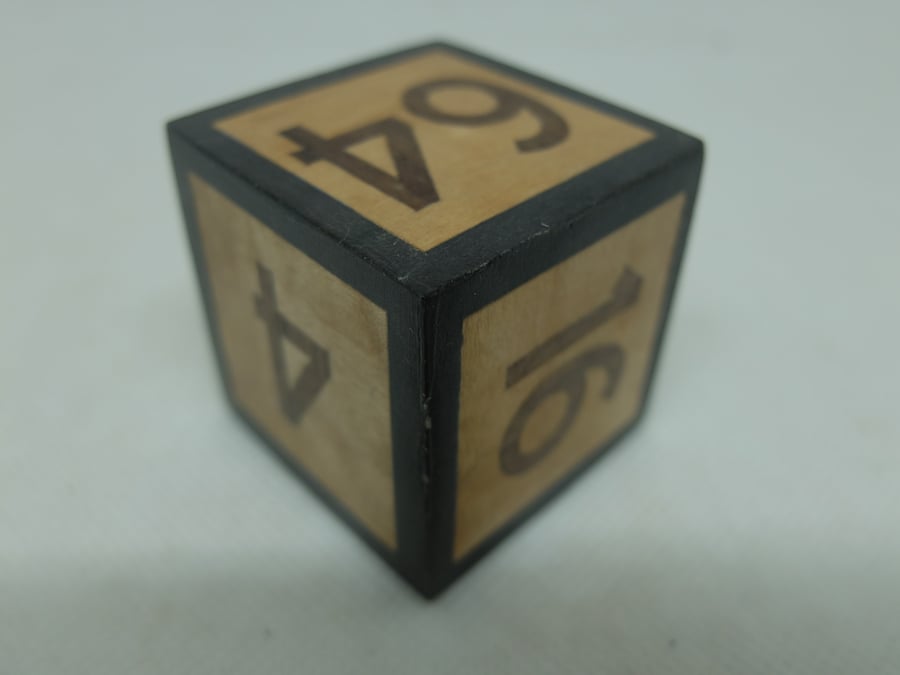 wooden doubling cube, hand-veneered
