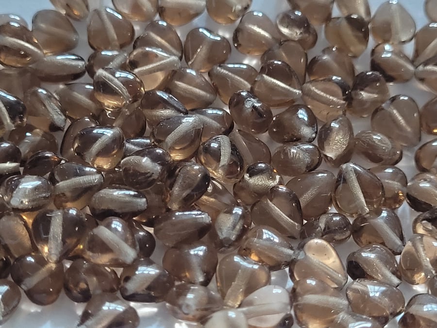 140 Tiny Topaz Czech Glass Hearts