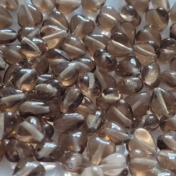 140 Tiny Topaz Czech Glass Hearts