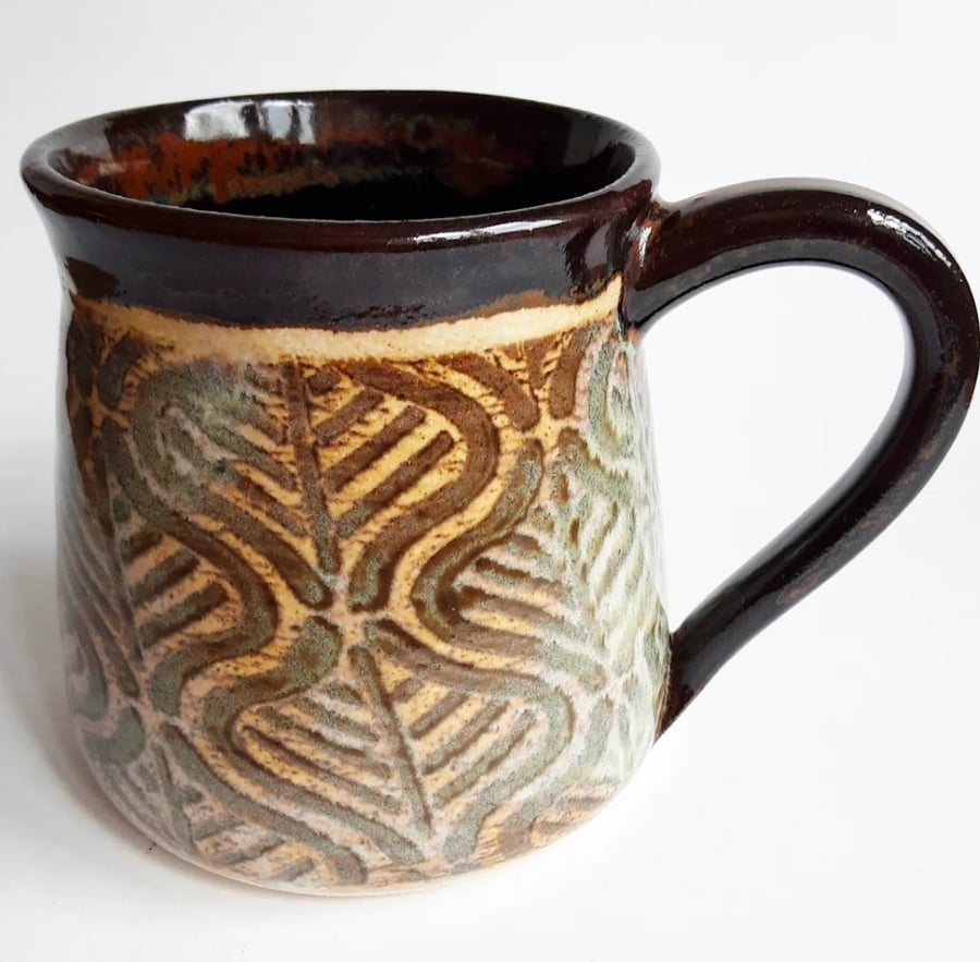 Mug Brown Glazed  - Hand Thrown Stoneware Ceramic Mug 