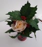 Festive Tartan Tin with Cream Roses & Holly - Image 2