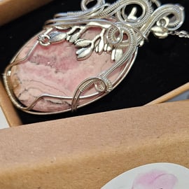 Pink Storm Rhodochrosite Pendant 