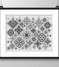 013B Cross Stitch Quaker Sampler, tiled Ackworth patchwork squares Mono - Image 3