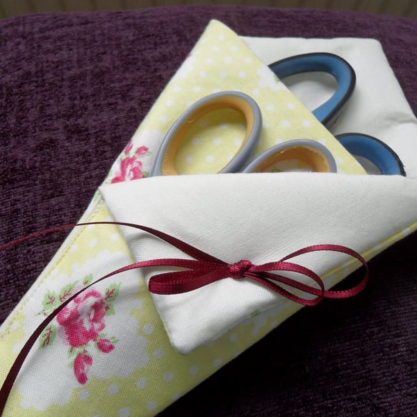 Pink Rose Handmade Scissors Holder