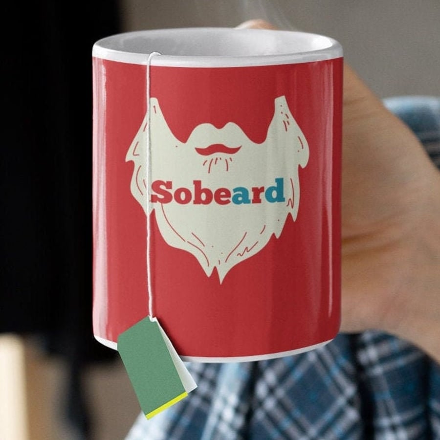 Sober Christmas mug, Sober Beard 11oz15oz Ceramic, sober Dad gift, AA gift, sobe