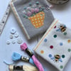 Hand embroidered needle case using Emma Bridgewater 'Polka dot and bee' fabric