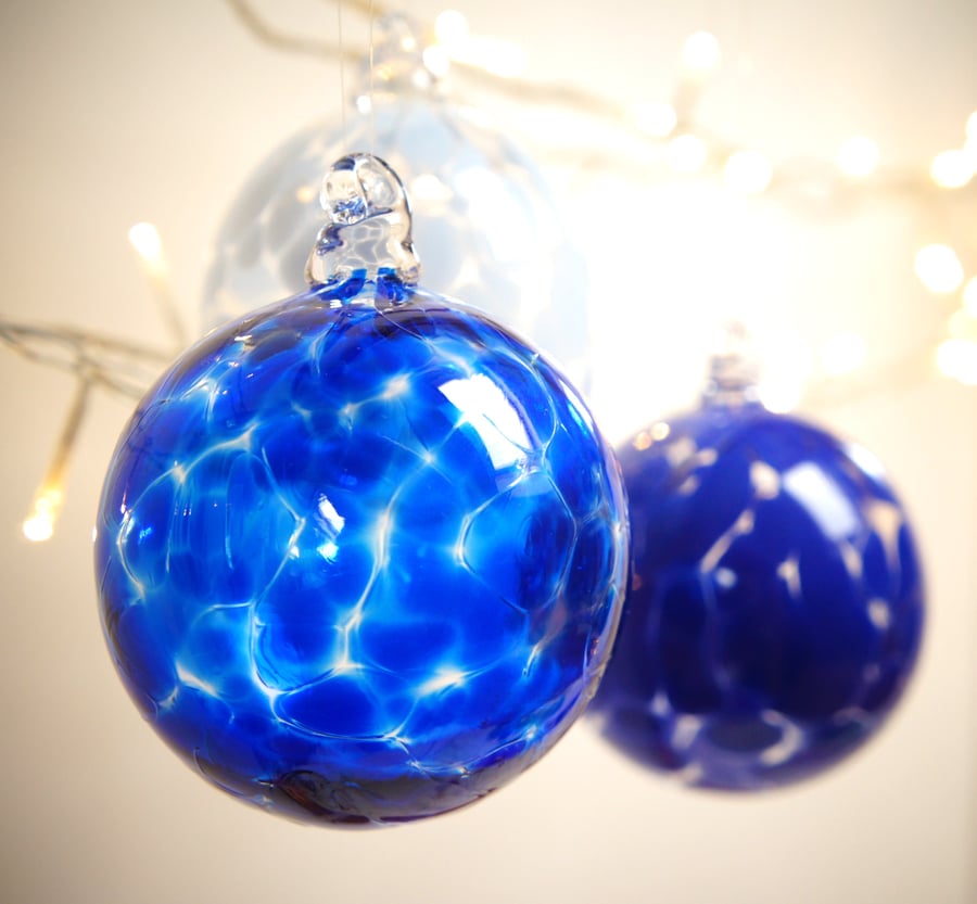 Sapphire Blue Handmade Blown Glass Bauble