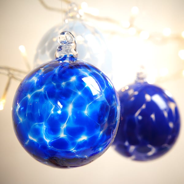 Sapphire Blue Handmade Blown Glass Bauble