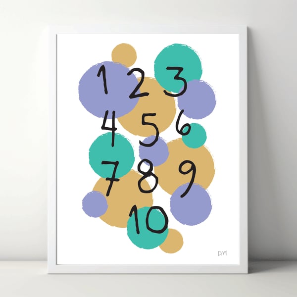 Numbers A4 Art Print 
