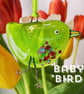 BABY Fused Glass Green Bird