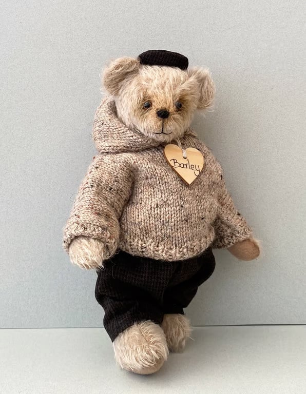Traditional OOAK Dressed mohair teddy bear ,artist bear Heirloom keepsake gift 