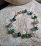 Brass Beaded Green Glass Bracelet