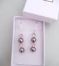Vintage Dark Grey Pearl Drop Earrings, Vintage Czech Crystal Glass Beads - Image 6