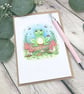 Frog on a log Card - Blank Card - Birthday Card - Any Occasion - Cute Frog