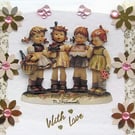 Sister-Hood - Hand Crafted 3D Decoupage Greeting Card - With Love 3012