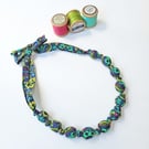 Lime, Turquoise, Navy & Pink Liberty Print Fabric Necklace - Byrne Print