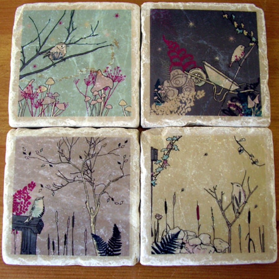 natural stone decorated coasters