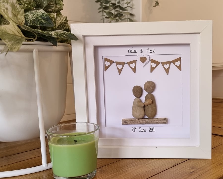 Personalised Wedding Pebble Picture 8" x 8"