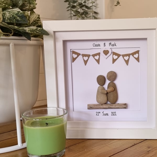 Personalised Wedding Pebble Picture 8" x 8"