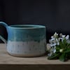 Solstice handmade ceramic cup - Glazed in white and turquoise