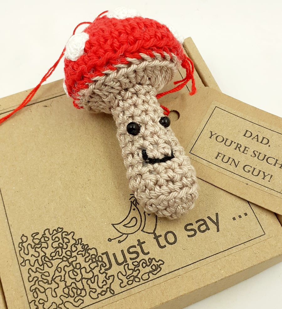 Reserved for Sally.  Crochet Toadstool- Alternative to Father's Day Card