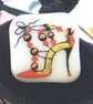 HANDMADE FUSED DICHROIC GLASS 'STILETTO' BROOCH.