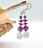 Crackle Quartz, Amethyst & Crystal Earrings, February Birthday, Anniversary Gift - Image 3